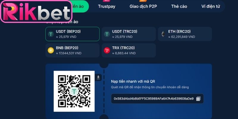 Nạp Tiền Rikbet - Hướng Dẫn Giao Dịch Nhanh Gọn Chuẩn Xác 2 Tiến vào khu vực giao dịch trực tuyến