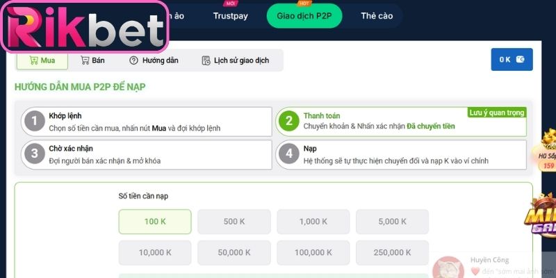 Đối tác P2P hỗ trợ xác minh giao dịch 